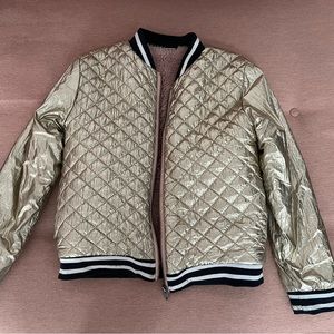 EGG New York bomber jacket in gold size 10